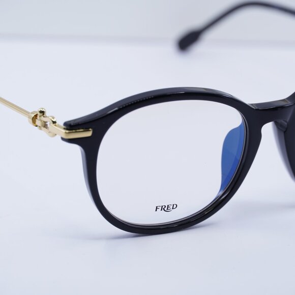 Fred FG50005F 001 Square 51mm Eyeglasses - Black/Gold - Picture 2 of 10